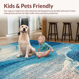 Ultra Soft Area Rug, Non Slip, Stain Resistant, Washable Area Rugs for Living Room, Bedroom, Trendy Distressed Ombre Rug Featuring a Blue to Beige Color Palette(Blue)
