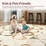 Beige Curved Scallop Area Featuring Interlaced Circular Motifs(Beige)