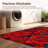 Ultra Soft Area Rug, Non Slip, Stain Resistant, Washable Area Rugs for Living Room, Bedroom, Whimsical Bright Floral Accent(Red)