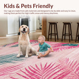 Ultra Soft Area Rug, Non Slip, Stain Resistant, Washable Area Rugs for Living Room, Bedroom, Elegant Distressed Floral Pattern(Pink)