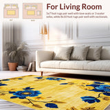 Ultra Soft Area Rug, Non Slip, Stain Resistant, Washable Area Rugs for Living Room, Bedroom, Colorful Geometric Tiled Motif(Gold)