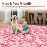 Ultra Soft Area Rug, Non Slip, Stain Resistant, Washable Area Rugs for Living Room, Bedroom, Vibrant Furry Kids' Playful Design(Pink)