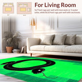 Ultra Soft Area Rug, Non Slip, Stain Resistant, Washable Area Rugs for Living Room, Bedroom, Sleek Emerald Abstract Snake Motif(Green)