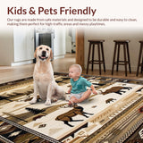 Ultra Soft Area Rug, Non Slip, Stain Resistant, Washable Area Rugs for Living Room, Bedroom, Rustic Lodge Animal Motifs(Brown)