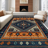 Ultra Soft Area Rug, Non Slip, Stain Resistant, Washable Area Rugs for Living Room, Bedroom, Boho Tribal Low Pile Bedroom Non-Slip Carpet(Black)