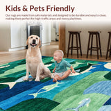 Ultra Soft Area Rug, Non Slip, Stain Resistant, Washable Area Rugs for Living Room, Bedroom, Humorous Rustic Nautical Theme(Green)