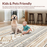 Ultra Soft Area Rug, Non Slip, Stain Resistant, Washable Area Rugs for Living Room, Bedroom, Rustic Neutral Shag Pattern(Beige)