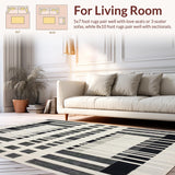 Ultra Soft Area Rug, Non Slip, Stain Resistant, Washable Area Rugs for Living Room, Bedroom, High Contrast Area Rug Graphic Striped Floor Decor(Gray)
