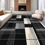 Ultra Soft Area Rug, Non Slip, Stain Resistant, Washable Area Rugs for Living Room, Bedroom, Abstract Black and Ivory Living Room Wool Rug(Black)