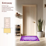 Ultra Soft Area Rug, Non Slip, Stain Resistant, Washable Area Rugs for Living Room, Bedroom, Feminine Round Petal Aesthetic(Purple)