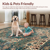 Ultra Soft Area Rug, Non Slip, Stain Resistant, Washable Area Rugs for Living Room, Bedroom, Eclectic Floral Patchwork Aesthetic(Blue)