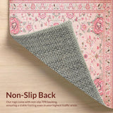 Ultra Soft Area Rug, Non Slip, Stain Resistant, Washable Area Rugs for Living Room, Bedroom, Dusty Pink Earthy Trellis Theme(Pink)