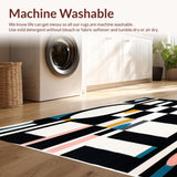 Ultra Soft Area Rug, Non Slip, Stain Resistant, Washable Area Rugs for Living Room, Bedroom, Contemporary Oval Abstract Art(Black)