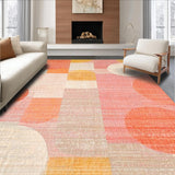 Ultra Soft Area Rug, Non Slip, Stain Resistant, Washable Area Rugs for Living Room, Bedroom, Chic Velvet-Look Rug with Artful Dot Matrix and Contemporary Peach Tones(Pink)