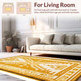 Ultra Soft Area Rug, Non Slip, Stain Resistant, Washable Area Rugs for Living Room, Bedroom, Vibrant Southwest Geometric Fusion(Gold)