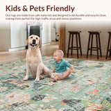 Ultra Soft Area Rug, Non Slip, Stain Resistant, Washable Area Rugs for Living Room, Bedroom, Sage Green Vintage Floral Aesthetic(Beige)