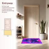 Ultra Soft Area Rug, Non Slip, Stain Resistant, Washable Area Rugs for Living Room, Bedroom, Vibrant Wildlife Art Deco Style(Purple)