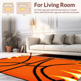 Ultra Soft Area Rug, Non Slip, Stain Resistant, Washable Area Rugs for Living Room, Bedroom, Vivid Black Orange Flame Concept(Orange)