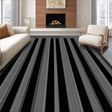 Ultra Soft Area Rug, Non Slip, Stain Resistant, Washable Area Rugs for Living Room, Bedroom, Sophisticated Striped Coastal Appeal(Black)