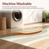 Ultra Soft Area Rug, Non Slip, Stain Resistant, Washable Area Rugs for Living Room, Bedroom, Elegant Abstract Swirl Lines Area with Warm Beige and Brown Tones(Beige)