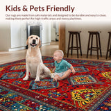 Ultra Soft Area Rug, Non Slip, Stain Resistant, Washable Area Rugs for Living Room, Bedroom, Elegant Multi-Tonal Woven Design(Red)