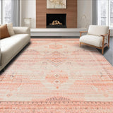 Ultra Soft Area Rug, Non Slip, Stain Resistant, Washable Area Rugs for Living Room, Bedroom, Cozy Southwestern Textured Elements(Orange)
