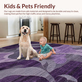 Ultra Soft Area Rug, Non Slip, Stain Resistant, Washable Area Rugs for Living Room, Bedroom, Rustic Ogee Print Aesthetic(Purple)