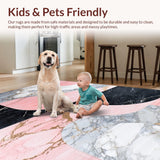 Ultra Soft Area Rug, Non Slip, Stain Resistant, Washable Area Rugs for Living Room, Bedroom, Contemporary Black and Gray Abstract Design(Pink)