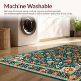 Ultra Soft Area Rug, Non Slip, Stain Resistant, Washable Area Rugs for Living Room, Bedroom, Chic Contemporary Leaf Motif(Green)
