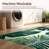 Ultra Soft Area Rug, Non Slip, Stain Resistant, Washable Area Rugs for Living Room, Bedroom, Trendy Tropical Botanical Motif(Green)