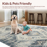 Ultra Soft Area Rug, Non Slip, Stain Resistant, Washable Area Rugs for Living Room, Bedroom, Chic Neutral Tiled Patterns(Gray)