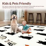 Ultra Soft Area Rug, Non Slip, Stain Resistant, Washable Area Rugs for Living Room, Bedroom, Elegant Vintage Cat Artistry(White)
