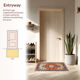 Ultra Soft Area Rug, Non Slip, Stain Resistant, Washable Area Rugs for Living Room, Bedroom, Rustic Orange and Navy Elegance(Orange)