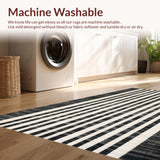 Ultra Soft Area Rug, Non Slip, Stain Resistant, Washable Area Rugs for Living Room, Bedroom, Stylish Black And White Stripe Rug: Absorbent Doorway Rug(Black)
