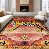 Ultra Soft Area Rug, Non Slip, Stain Resistant, Washable Area Rugs for Living Room, Bedroom, Bold Yellow Leopard Aesthetic(Red)