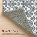 Ultra Soft Area Rug, Non Slip, Stain Resistant, Washable Area Rugs for Living Room, Bedroom, Natural Gray Damask Runner for Farmhouse Entryway(Blue)