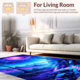 Ultra Soft Area Rug, Non Slip, Stain Resistant, Washable Area Rugs for Living Room, Bedroom, Bright UV Reactive Dreamscape(Purple)
