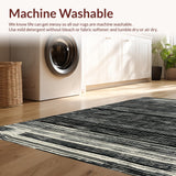 Ultra Soft Area Rug, Non Slip, Stain Resistant, Washable Area Rugs for Living Room, Bedroom, Piano Key: Striped Woven Rug, Minimalist Black & White Design(Black)