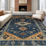 Ultra Soft Area Rug, Non Slip, Stain Resistant, Washable Area Rugs for Living Room, Bedroom, Elegant Earthy Distressed Aesthetic(Blue)