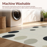 Ultra Soft Area Rug, Non Slip, Stain Resistant, Washable Area Rugs for Living Room, Bedroom, Joyful Black and White Motif(White)