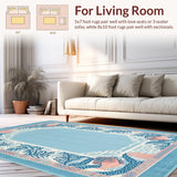 Ultra Soft Area Rug, Non Slip, Stain Resistant, Washable Area Rugs for Living Room, Bedroom, Transitional Beach Vibe Aesthetic(Blue)