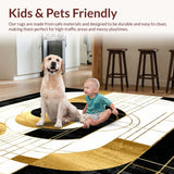 Ultra Soft Area Rug, Non Slip, Stain Resistant, Washable Area Rugs for Living Room, Bedroom, Art Deco Elegance Geometric Opulence(Black)