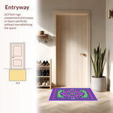 Ultra Soft Area Rug, Non Slip, Stain Resistant, Washable Area Rugs for Living Room, Bedroom, Ethereal Kaleidoscopic Pattern Play(Purple)