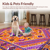 Ultra Soft Area Rug, Non Slip, Stain Resistant, Washable Area Rugs for Living Room, Bedroom, Exotic Tiled Color Splash(Orange)