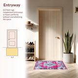 Ultra Soft Area Rug, Non Slip, Stain Resistant, Washable Area Rugs for Living Room, Bedroom, Soft Pastel Geometric Accents(Pink)