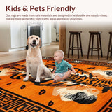 Ultra Soft Area Rug, Non Slip, Stain Resistant, Washable Area Rugs for Living Room, Bedroom, Striking Rustic Wildlife Motif(Orange)