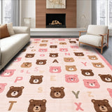 Ultra Soft Area Rug, Non Slip, Stain Resistant, Washable Area Rugs for Living Room, Bedroom, Colorful Fun Alphabet Design(Pink)
