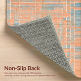 Ultra Soft Area Rug, Non Slip, Stain Resistant, Washable Area Rugs for Living Room, Bedroom, Whispering Dunes: Modern Printed Area Rug, Peach/Blue(Orange)