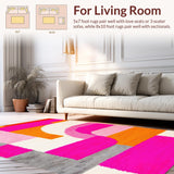 Ultra Soft Area Rug, Non Slip, Stain Resistant, Washable Area Rugs for Living Room, Bedroom, Elegant Fluid Organic Shapes(Orange)