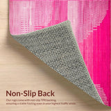 Ultra Soft Area Rug, Non Slip, Stain Resistant, Washable Area Rugs for Living Room, Bedroom, Contemporary Pink Striped Design(Pink)